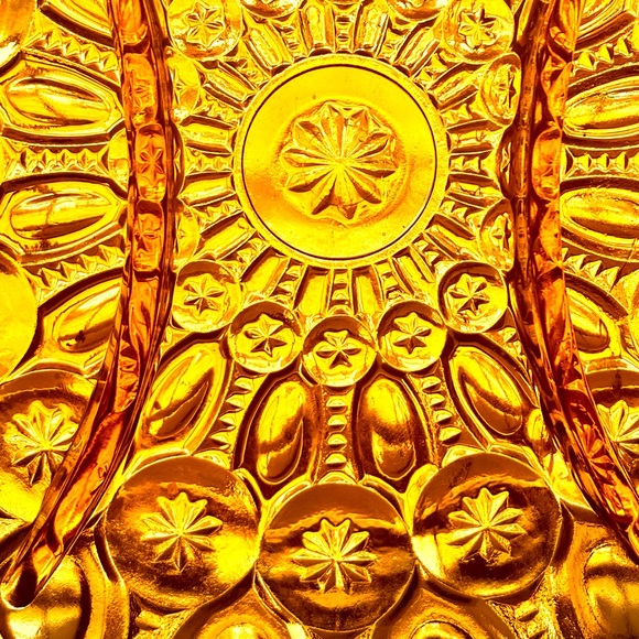 LE Smith Moon and Stars Amber Glass Divided VTG 1960s MCM Relish Candy Dish EUC - Picture 4 of 10